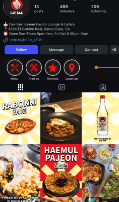 Dae Bak Korean Fusion Instagram profile